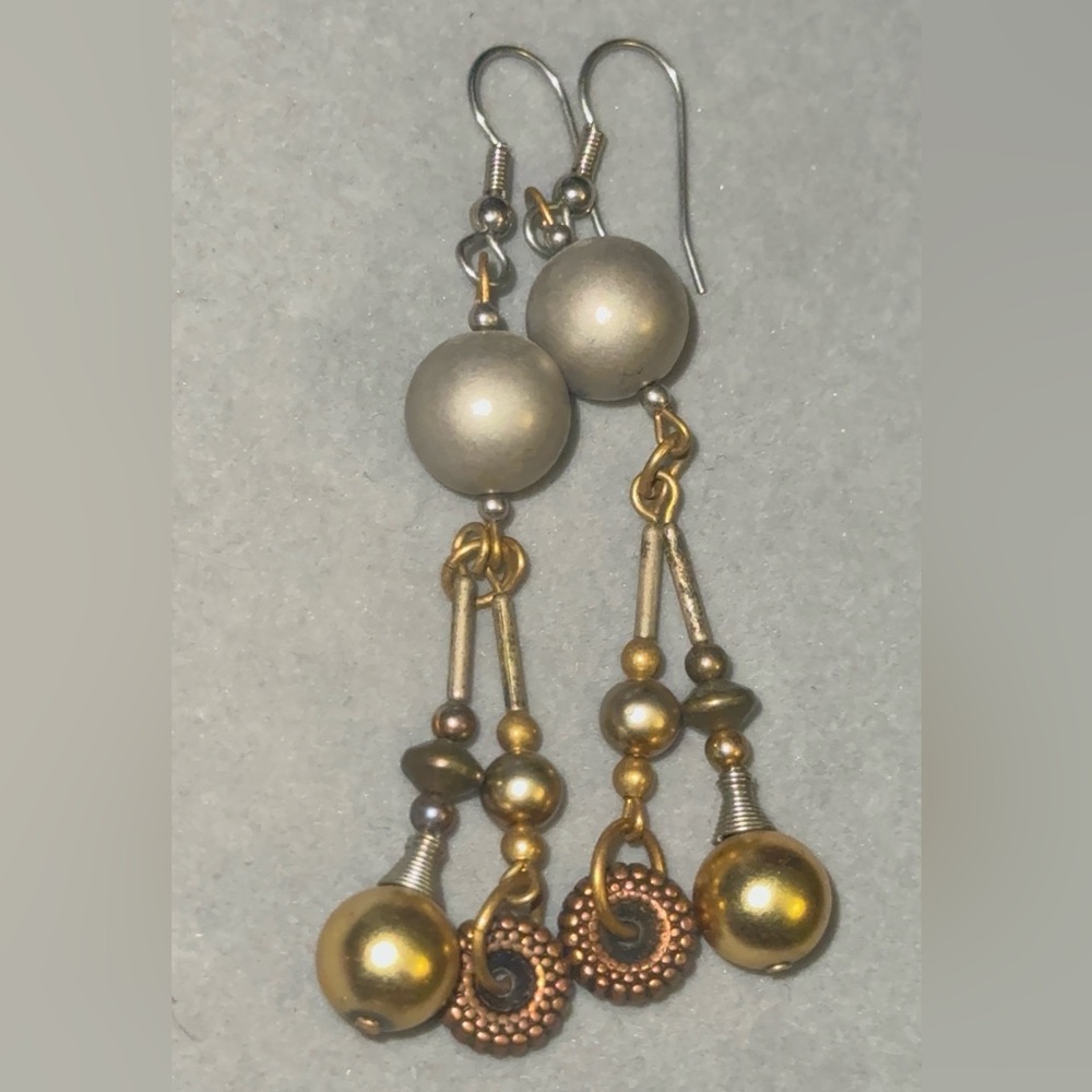 Elegant Gold and Silver Dangle Earrings